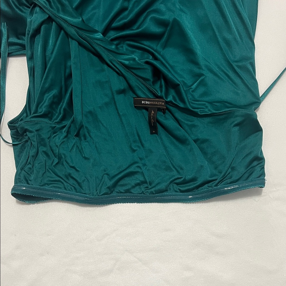 BCBGMaxAzria Teal DRAPE ONE SHOULDER ACETATE JERSEY DRESS - Picture 9 of 10